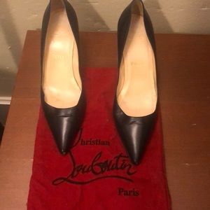 Louboutin navy leather heels